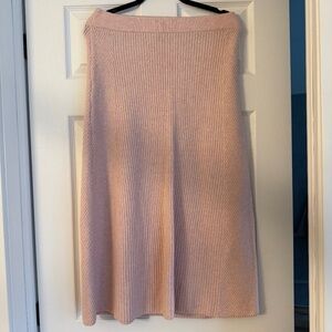 Maje Blush Pink Wool-Blend Ribbed Knit Midi Skirt – Size 40 (US M/L)